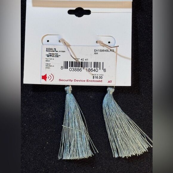 LC Lauren Conrad Blue Tassel Drop Earrings - Lightweight & Trendy 3in - Picture 11 of 11